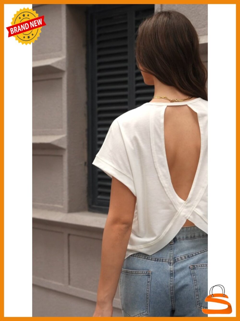 2 Pack Open Back Criss Cross Cut Out Summer T Shirts Short Sleeve Crewneck - Picture 5 of 6